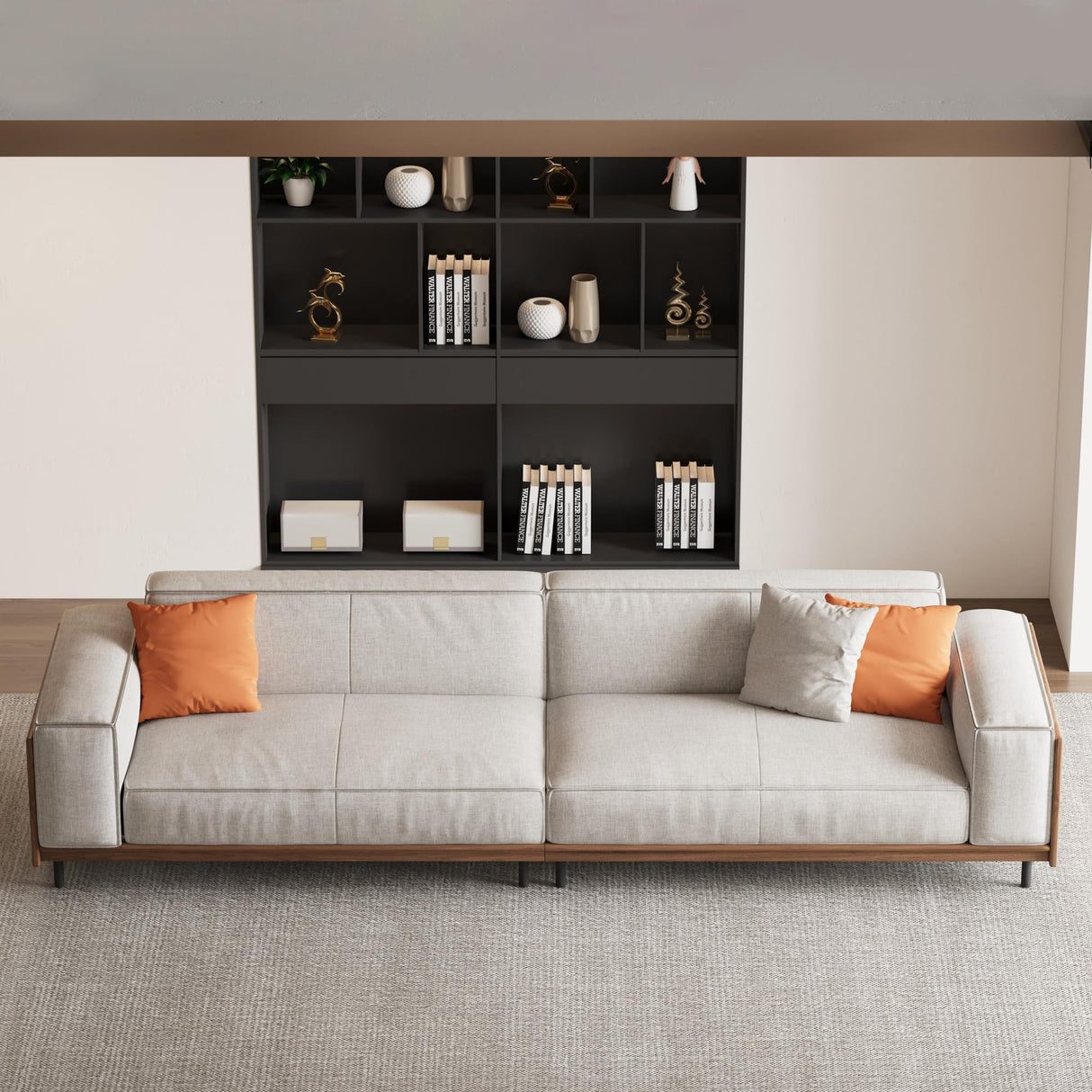 Comfortable Modular Cloud Sectional Sofa, Mid-Century Modern Wood Frame Couch, 111.81" W Upholstered Fabric Couch for Living Room & Home、Offices、Conference Rooms, Gray gaoyangjiaju