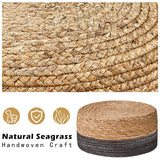 Cpintltr Ottoman Natural Seagrass Footrest Poufs Hand Weave Round Foot Stool for Couch Desk Soft Step Stool Padded Foot Rest with Pine Legs for Living Room Bedroom Natural/Black Cpintltr