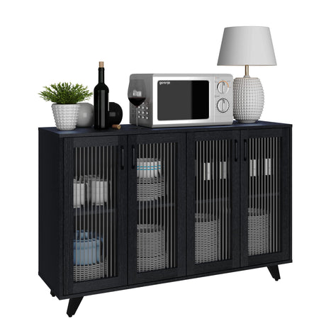 Panana Kitchen Buffet Server Table Accent Sideboard Cupboard Server Buffet Console Table with Doors Cabinet (49inch, Black) Panana