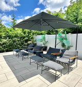 PURPLE LEAF 9' X 11.5' Patio Umbrella Outdoor Cantilever Rectangle Umbrella Aluminum Offset Umbrella with 360-degree Rotation for Garden Deck Pool Patio, Grey PURPLE LEAF