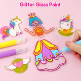 Mocoosy Princess Window Art Kit, DIY Suncatcher Arts and Crafts Kit for Kids Ages 6-8 9-12, Stained Glass Window Art Painting Set for Girls, Unicorn Toys Birthday Gift for Girls 4 5 7 9 10 Years Old Mocoosy