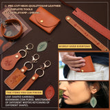 Leather Crafting Kit: Leather Working Tools and Supplies for DIY Craft Beginners Stamping Dyeing Carving Sewing Edge Sealing with Video Tutorials for Earrings Wallet Keychain Wristband Bookmark CBHGFEA