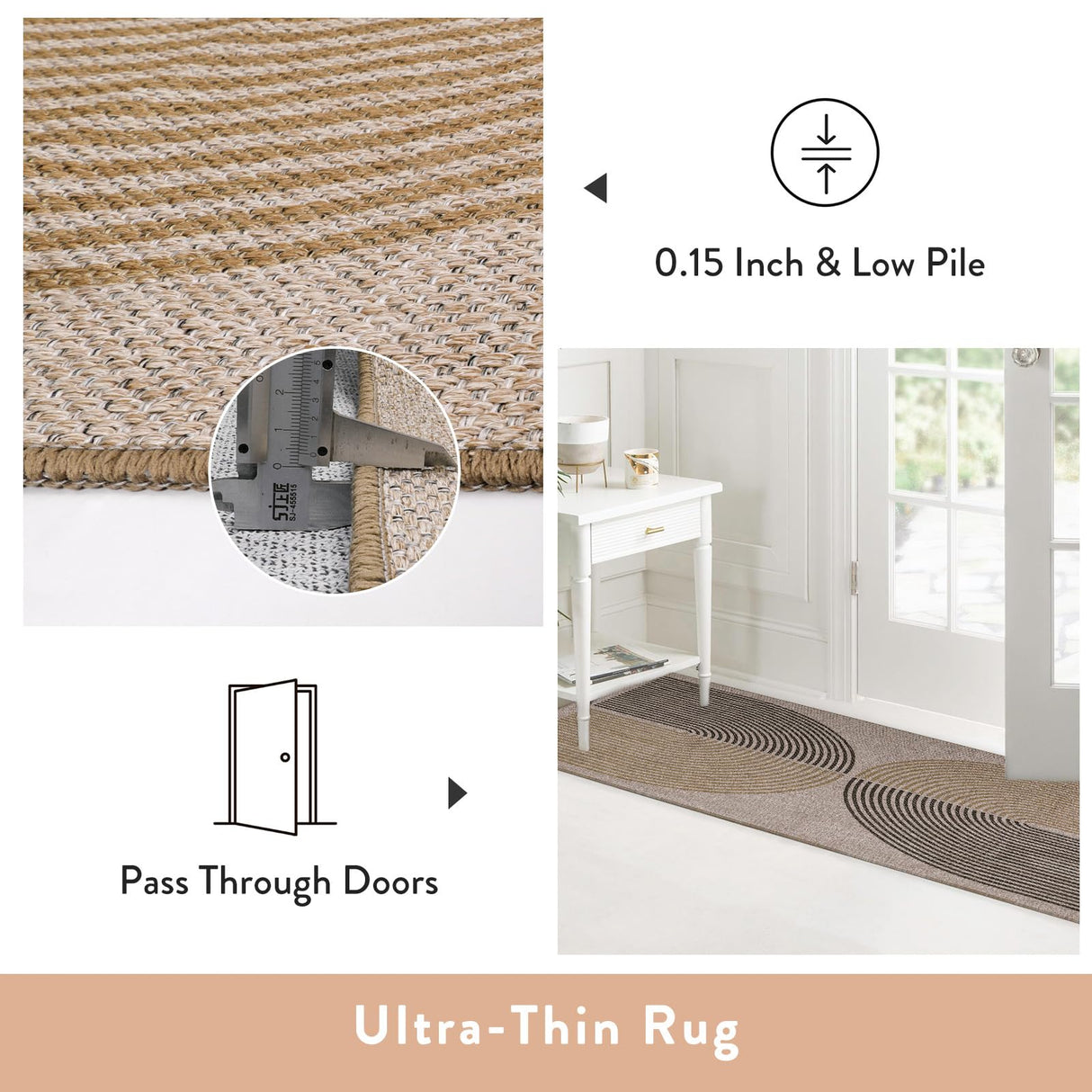 Lahome Modern Rainbow Easy Jute Rug, 2x6 Kitchen Runner Washable Rug Runners for Hallways Farmhouse Carpet Runner, Non Slip Indoor Outdoor Runner Rug Contemporary Door Mat for Laundry Porch Lahome