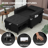 DURASPACE 39 inch Futon Chair Bed Convertible Chair 3-in-1 Pull Out Sleeper Reading Chair Beds with USB, Armchair Sleeper Bed for Living Room, Dorm, Small Space (Black Faux Leather) DURASPACE