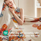 Wzvzss Boho Throw Blanket - 100% Cotton Soft Throw Blanket for Bed, 50"x60" Reversible Breathable Lightweight Fall Blankets, All Seasons Farmhouse Decor Floral Plant Butterfly Throw Quilt Wzvzss