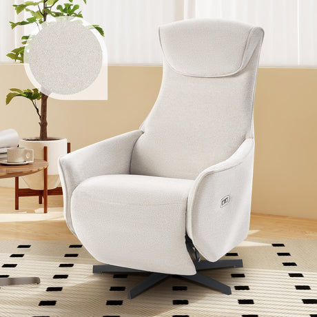 Jocisland Zero Gravity Power Recliner Chairs for Adults, Electric Recliner with USB & Type-C Ports, 270° Swivel for Living Room, Chenille (White) Jocisland