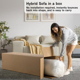 Small Modern Loveseat Sofa, Hybrid Sofa Couch in a Box, No Assembly Needed, Sleeper Sofa with 2 Pillows, Cat-Scratch Resistant Linen,Small Sofa for for Small Space, Living Room, Bedroom,Beige PurrJoys