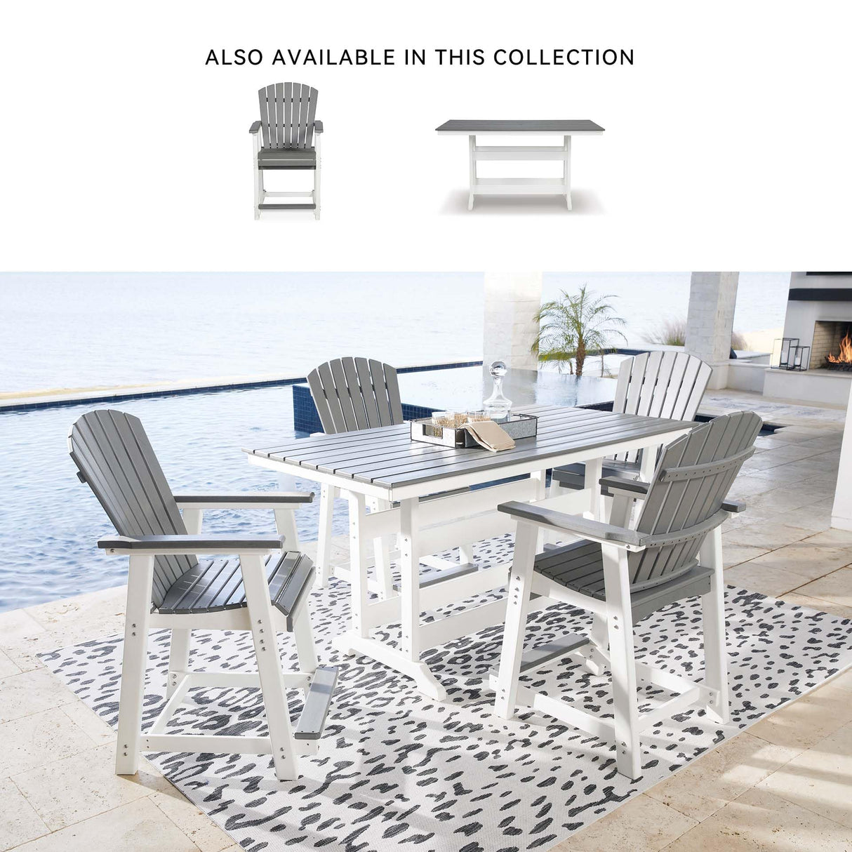 Signature Design by Ashley Outdoor Transville HDPE Patio Barstool, 2 Count, Gray Signature Design by Ashley