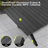 Pellebant 13 Piece Patio Table and Chairs Set for 12, Aluminum Outdoor Dining Set with Umbrella Hole, Stackable Dining Chairs & 114" Dining Table, Brown Pellebant