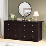 YESHOMY Dresser for Bedroom, 6 Drawer Dressers, Wide Modern TV Stand with Drawers, Hallway Entryway, Office (Brown) YESHOMY