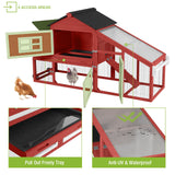 GUTINNEEN Chicken Coop Mobile Hen House Wooden with Run Poultry Cage with Nesting Box,Red GUTINNEEN