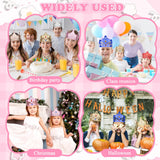 ZYNERY 29 Pcs Birthday Crowns for Kids Fabric Crafts with Stickers Bulk 4-14mm Rhinestones,Princess Tiaras DIY Crown Gifts for Girls Boys Role Rlay ZYNERY