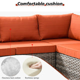 HOOOWOOO 12 Piece Modular Patio Outdoor Sectional Furniture Sofa Set,Wicker Conversation Set,Out Door Couch Set with Wide Arm for Outside All Weather(Orange Red) HOOOWOOO