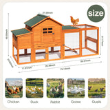 RUNSHED Chicken Coop for 4-6 Chickens Outdoor Wooden Hen House Poultry Pet Hutch for Backyard w/Run Cage & Nesting Box RUNSHED