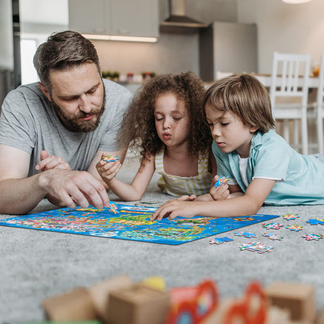 MOTYAWN 200 Pieces World Map Puzzle for Kids & Adults, World Map Jigsaw Puzzle Floor Puzzles Toddler Geography Educational Toys for Boys and Girls, Globe Atlas Puzzle Maps for Kids Learning Games MOTYAWN