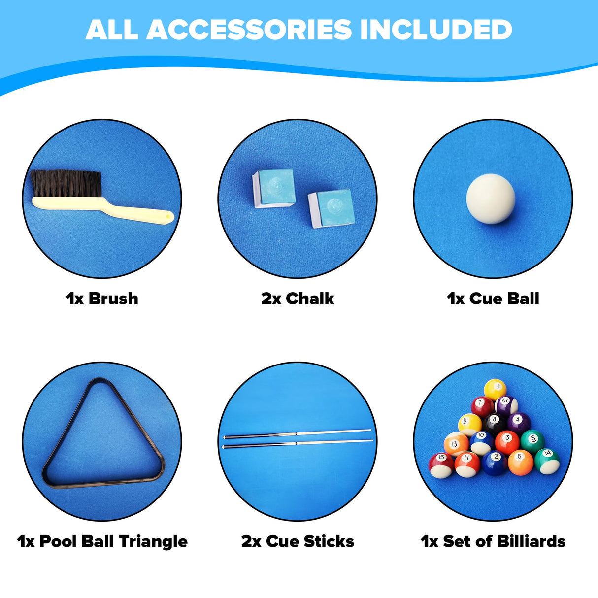 Ditkoko Billiard Table, 65.75" Folding Pool Table with with Balls, Cues, Chalk, Brush and Triangle, Pool Table Set for Family Game Room, Adult Rrec Room, Basements, Man cave or Garage Dithoko