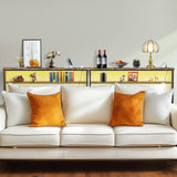 Tatub 78.8" Behind Couch Table with 2 Power Outlets&Led Light, Narrow Console Table Rustic Sofa Table, Industrial 2Tier Skinny Entryway Table with Metal Frame for Living Room - 2 Packs Tatub