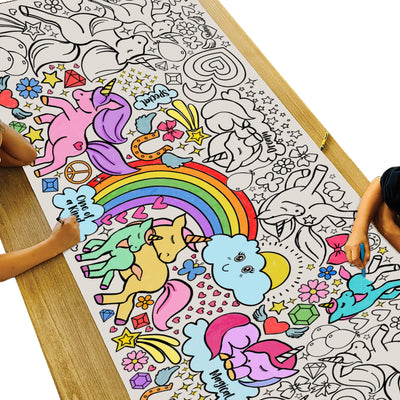 Tiny Expressions Unicorn Coloring Poster for Kids - Rolled, No Creases 30" x 72" Large Coloring Tablecoth for Unicorn-Themed Birthday Parties - Magical Party Decorations for Girls