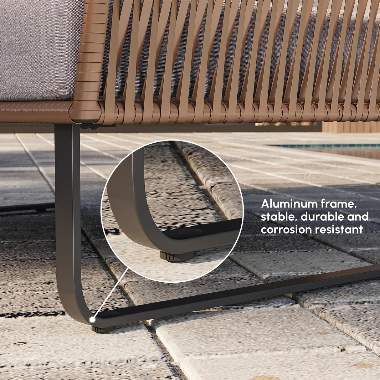 homary Rattan Patio Outdoor Daybed, Rattan Day Bed with Cushion Pillow & Aluminum Frame Sunbed Sofa Set Patio Loveseat,Gray homary