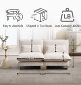 Hyfirm Small Modular Sofa Armless Loveseat, Modern 2-Seats Mini Sofa Couch with Pillows Convertible Love Seat with Gold Legs for Small Spaces Living Room, Beige Chenille Hyfirm