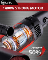 SILVEL 1400W Burnishing Polishing Machine, 110V Handheld Electric Sander Polisher Kit, Stainless Steel Polisher with 6 Speed Adjustable, 500-3000RMP for for Metal, Stainless Steel, Plastic, Wood SILVEL