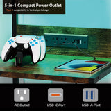 SZLHANJZ Nightstands Set of 2 with Outlet and USB C Port, Bedroom Night Stand with Led Lights and 3 Fabric Drawers, Matching Bedside Tables with Hooks, Vintage Style Storage End Tables, Rustic Brown SZLHANJZ