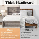 AMERLIFE Queen Size Farmhouse Bed Frame with 49.2" Barn Door Headboard, Platform Bed Frame with Wood Slats, Under Bed Storage Space, Easy Assembly, Noisy Free, Rustic Gray AMERLIFE