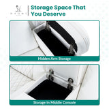 Naomi Home Chicago Power Loveseat Recliner Sofa & Home Theater Seating with Wireless Charging Electric Recliner RV Sofa with USB/Cup Holders/Storage/LED Light/Speaker, White/Air Leather Naomi Home