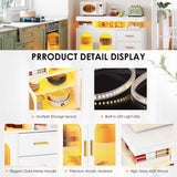 soges 39.4" LED Buffet Cabinet, Modern Sideboard Buffet with RGB 7-Color Light Strip, Large Kitchen Storage Cabinet with Storage for Bar, Office, Coffee Bar Station with 3 Drawers soges