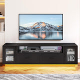 YITAHOME TV Stands for Living Room, Modern TV Stand for 65/70 inch TV, LED TV Entertainment Center with Storage & Power Outlets, TV Console Cabinet, Black YITAHOME