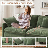 WorthFurni 146” Oversized Modular Sectional Sofa, U Shaped Cloud Couch Set, 4-Seater Comfy Chenille Couches with 2 Movable Ottomans, DIY Combination for Living Room (Green) WorthFurni