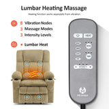 MCombo Dual Motor Large Power Lift Recliner Chair for Elderly, Lay Flat Lift Chair with Heat and Massage, Big Lift Recliner for Tall People, Cup Holders, Fabric 7896 (Beige, Large) MCombo