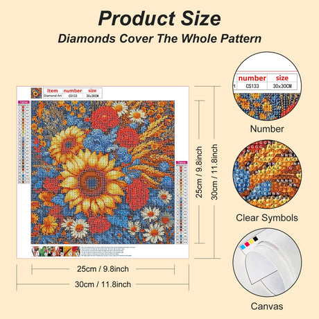 Acudotr Diamond Painting Kits for Adults, 5D DIY Sunflower Diamond Art Kits for Beginners, Full Drill Diamond Painting Kits for Home Wall Decor, 12x12 Inch Acudotr