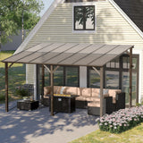 SUNCROWN 10'x14' Hardtop Gazebo, Wall-Mounted Gazebos Pergola, Outdoor Reclining Gazebos with Metal Frame, Lean to Gazebo Metal Awnings for Patio, Deck, Backyard, Porch, Lawns SUNCROWN