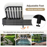 Merax Outdoor Daybed,Patio Rattan Daybed with Adjustable Backrest,Patio Wicker Loveseat Lounger,Outdoor Bed Loveseat Sofa Set with Pillows and Cushions for Garden, Backyard, Poolside,Black+Beige Merax