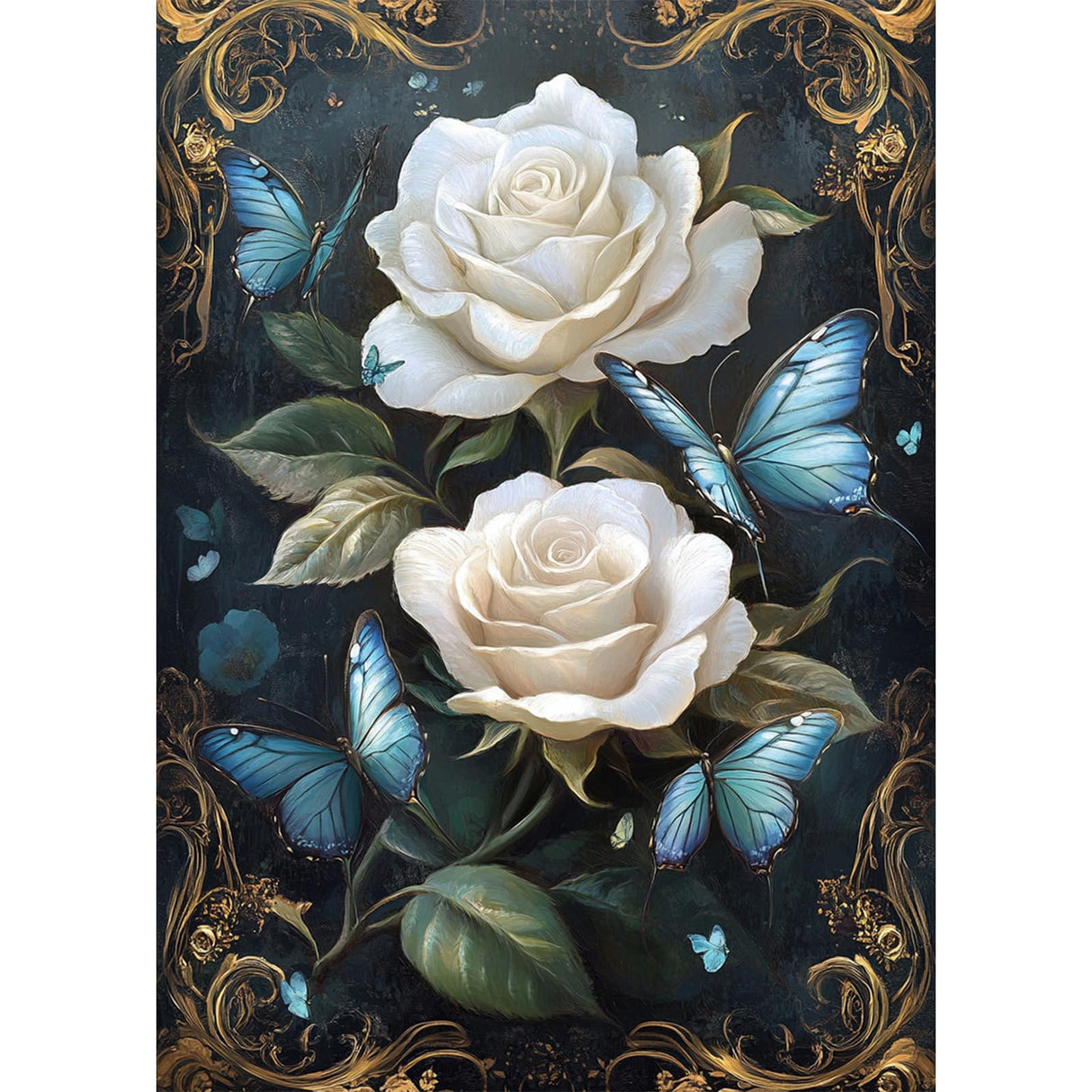 MEIYUDA Flowers Diamond Painting Kits for Adults, Butterfly Rose Diamond Art Kits for Adults Beginners, DIY Full Diamond Art Painting Kit for Present Home Wall Decor 12x16 Inch MEIYUDA