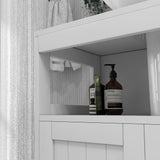 kleankin Pedestal Sink Storage Cabinet, Bathroom Under Sink Cabinet with 2 Doors and Open Shelf, Bathroom Vanity, White kleankin