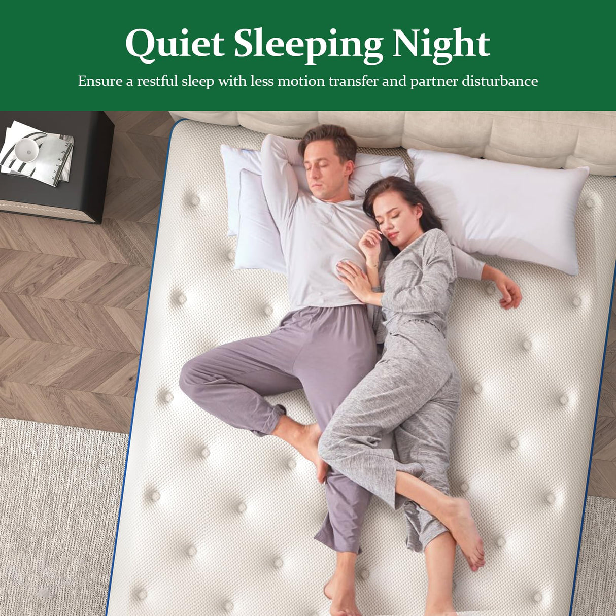 Lechepus King Mattress, 14Inch Gel Memory Foam with 7-Zone Pocket Spring Mattress King Size, Cooling Sleep and Pressure Relief, Medium Plush Hybrid Mattresses in Box for Motion Isolation,CertiPUR-US Lechepussleep