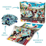 Dog Summer Puzzle for Adults 1000 Piece, Funny Puppy Animal Jigsaw Puzzles, Food Party Puzzles BBOLDIN