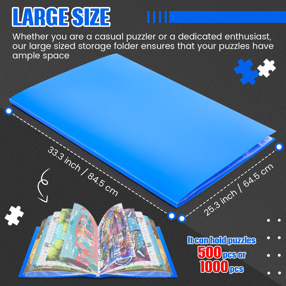 Nezyo 30 Pockets Puzzle Storage Folder Keeper for 1000 Pieces Jigsaw Organizers and Storage Large Capacity Puzzle Organizer, Dustproof and Protective Portable Accessory Nezyo