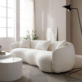 KEVINSPACE 94" Curved Sofa Modern Curved Couch Living Room Mid Century Luxury Style, 4-Seat Boucle Fabric Couch for Bedroom, Office, Apartment KEVINSPACE