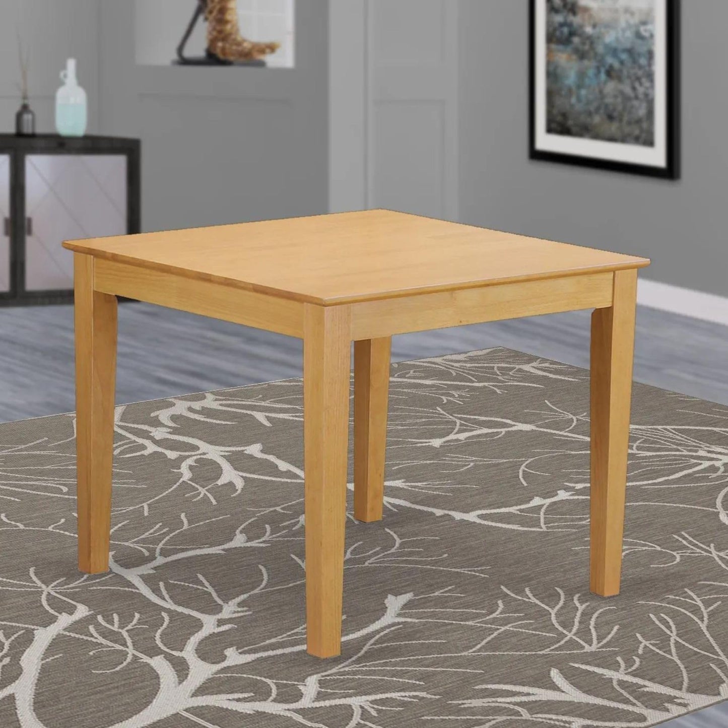 East West Furniture Oxford Square Modern Kitchen Table for Small Spaces, 36x36 Inch, OAK - WoodArtSupply