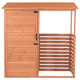 Leisure Season CFS7181 Combination Firewood and Storage Shed - Brown - Outdoor Garden Cedar Box with Shelves, Roof, Doors - Large Yard Lumber Lockers - Patio, Backyard, Deck, Organizer -Fast Assembly Leisure Season