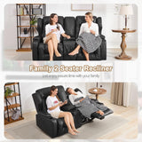 SAMERY 65.5" RV Loveseat Recliner Double Recliner RV Sofa & Console | Wall Hugger Loveseat Reclining RV | RV Theater Seats | RV Couch | RV Home Theater Seating Furniture (Faux Leather Black) SAMERY