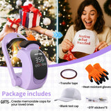 AKEYDIY 3-in-1 Auto Hat Heat Press Machine for Caps, with 3pcs Interchangeable Platens, Automatic Open & Release, Touchscreen for Precise Time & Temp Control, Heat Transfer Printing for Caps, Purple AKEYDIY