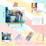 Sea Turtle Paint by Numbers for Adults with Framed Canvas-with Wooden Easel,Turtle Paint by Number on Canvas,DIY Acrylic Oil Painting Kits with Brushes Nice Gift Box for Home Wall Decor(16x20inch) xackcme