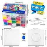 30,000 pcs Fuse Beads Kit 30 Colors 5MM for Kids, Including 10 Ironing Papers,48 Patterns, 7 Clear Pegboards, Tweezers, Perler Beads Compatible Kit HBlife