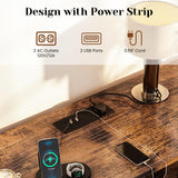 AWQM Retro Sideboard Buffet Cabinet with Power Outlet & USB Port, Industrial Wood Farmhouse Coffee Bar Cabinet with Storage, Console Table for Kitchen, Dining Room, Living Room, Hallway, or Entrance AWQM