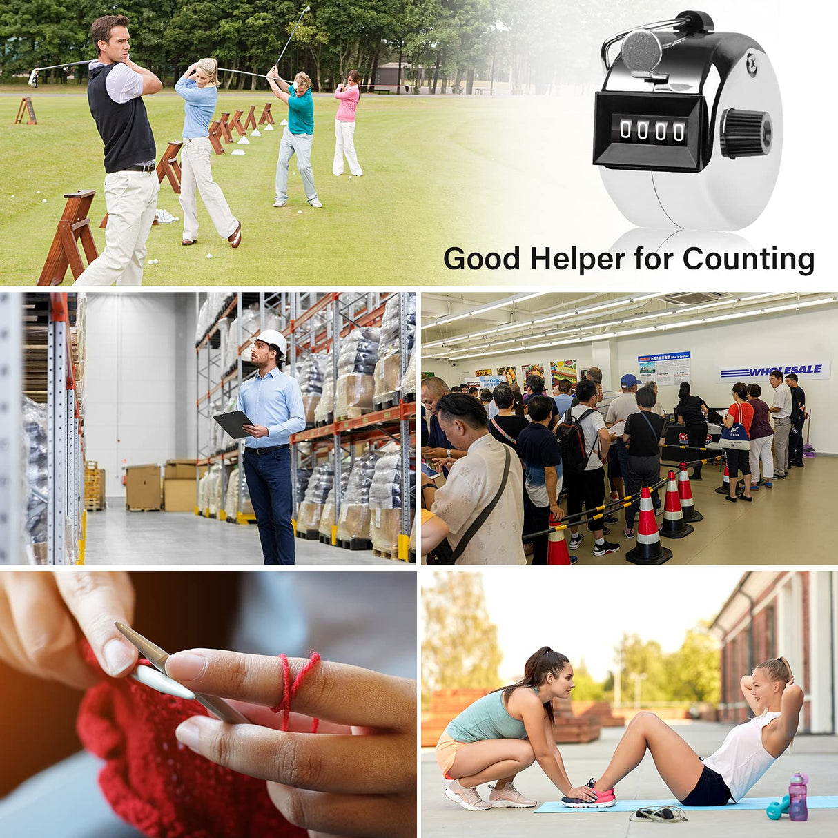 SDARMING Tally Counter, 4-Digit Clicker Counter, Metal Hand Tally Counters Clicker Pitch Counter for Counting, Knitting, Coaching, Golf, Lap, Fishing SDARMING