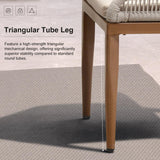 PURPLE LEAF 7 Pieces Dining Set Patio Metal Rectangular Table and Wicker Rattan Chairs for Outside Porch Garden Kitchen Modern Outdoor Furniture Sets PURPLE LEAF